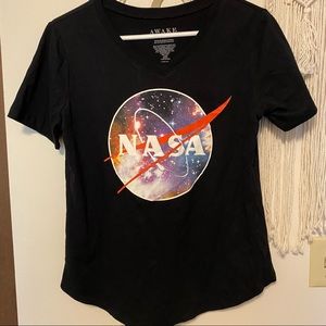 Awake brand black NASA t-shirt, Womens size medium, 60/40 cotton/polyester blend